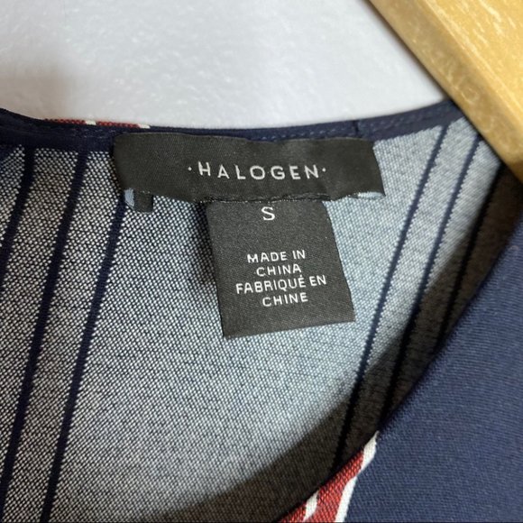 Halogen Navy Strioed Flounce Back Shift Dress - Picture 9 of 9